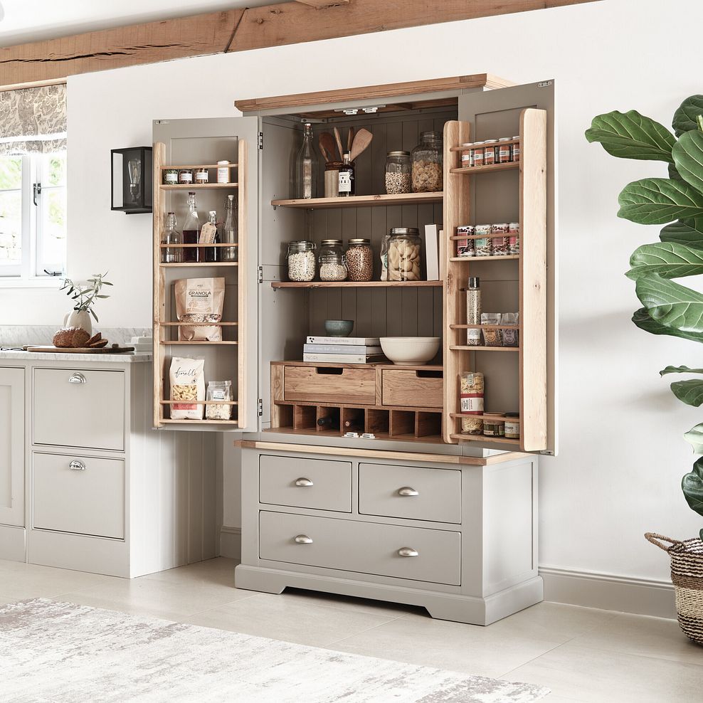 St. Ives Natural Oak and Light Grey Painted Large Larder 4