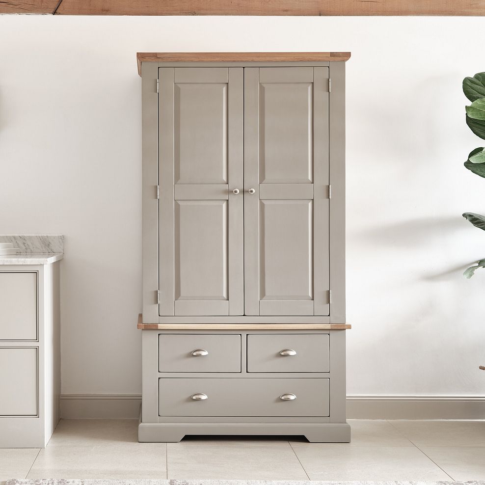 St. Ives Natural Oak and Light Grey Painted Large Larder 3