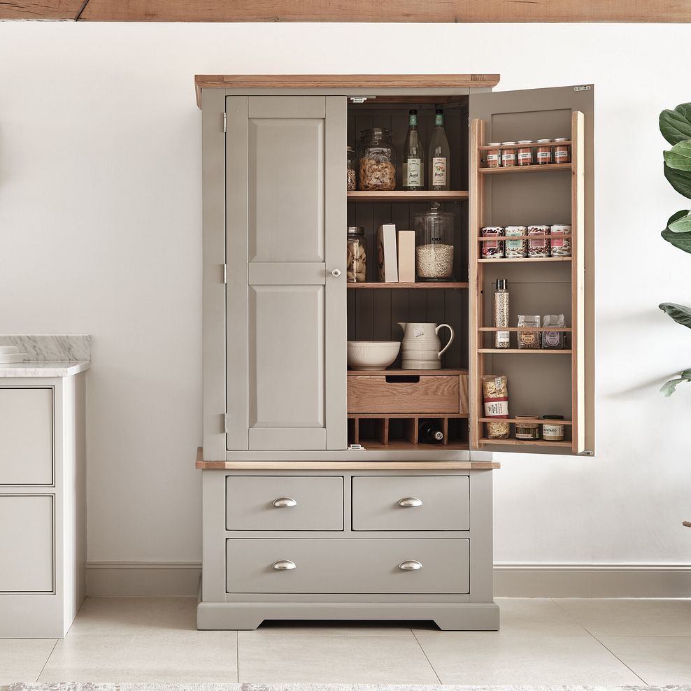 St. Ives Natural Oak and Light Grey Painted Large Larder 1