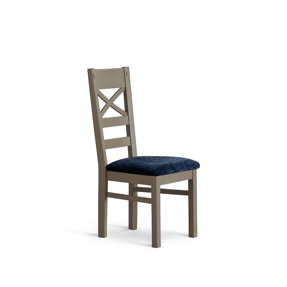 St Ives Light Grey Painted Chair with Brooklyn Hummingbird Blue Crushed Chenille Seat 1