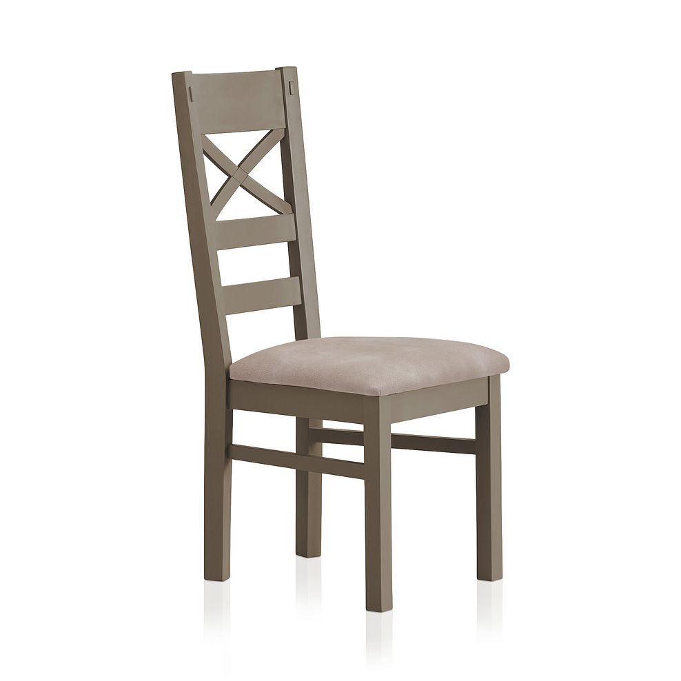 St Ives Light Grey Painted Chair with Dappled Beige Fabric Seat 1