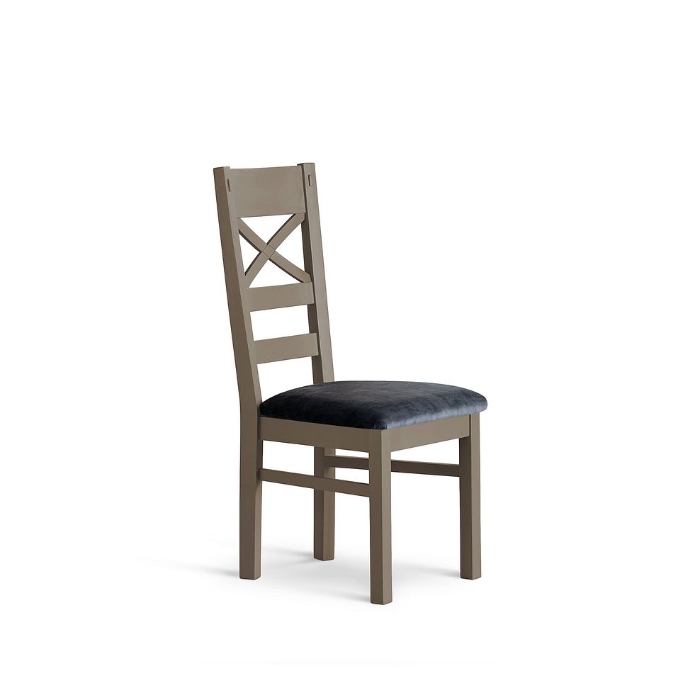 St Ives Light Grey Painted Chair with Heritage Granite Velvet Seat 1
