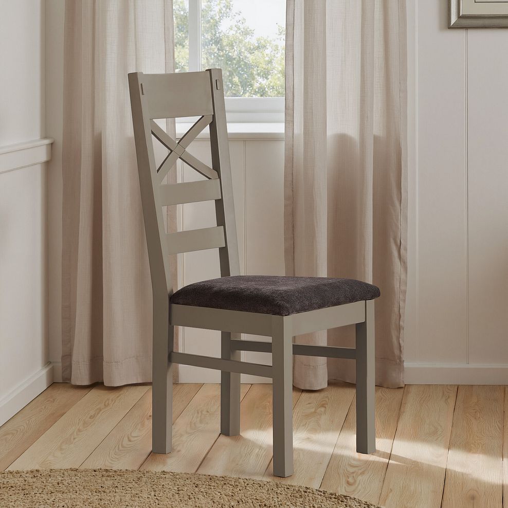 St Ives Light Grey Painted Chair with Plain Charcoal Fabric Seat 4