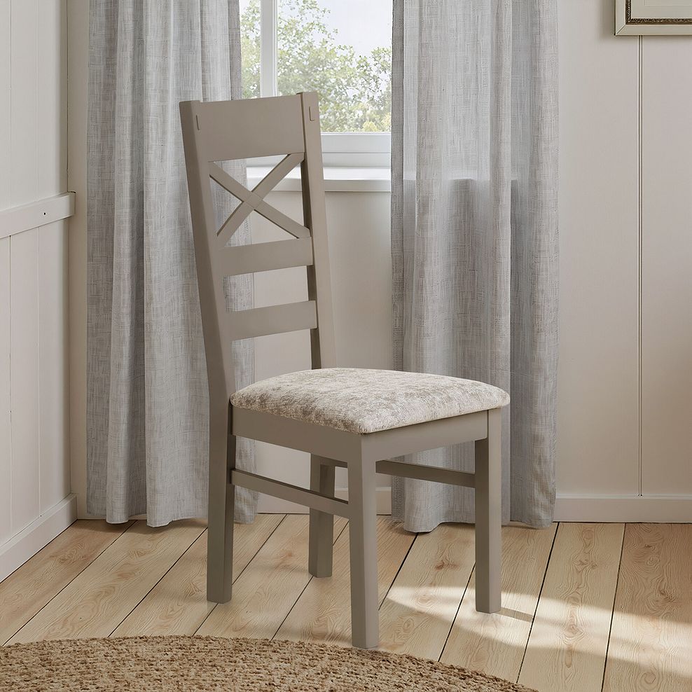 St Ives Light Grey Painted Chair with Plain Truffle Fabric Seat 4