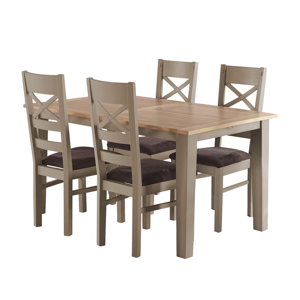 St Ives Natural Oak and Grey Painted 5ft Extending Dining Table and 4 St Ives Chairs with Plain Charcoal Fabric Seats Thumbnail 1