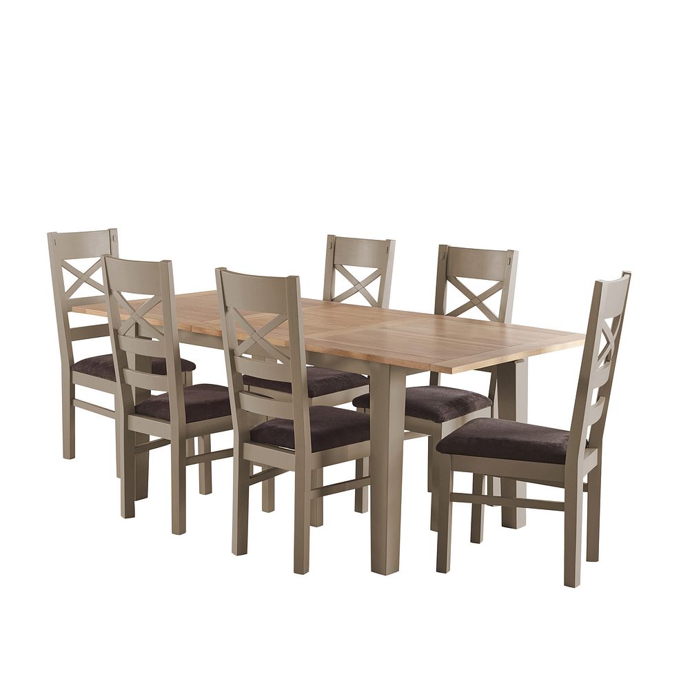 St Ives Natural Oak and Grey Painted 5ft Extending Dining Table and 6 St Ives Chairs with Plain Charcoal Fabric Seats Thumbnail 2