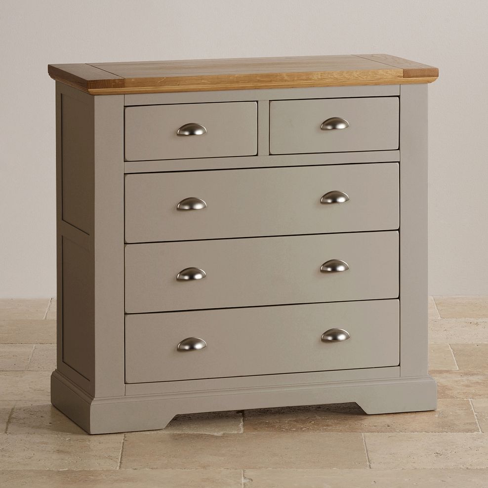 St Ives Natural Oak and Light Grey Painted 2+3 Drawer Chest 3