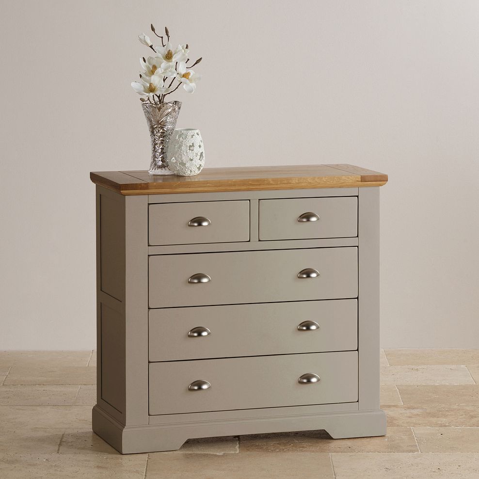 St Ives Natural Oak and Light Grey Painted 2+3 Drawer Chest Thumbnail 4