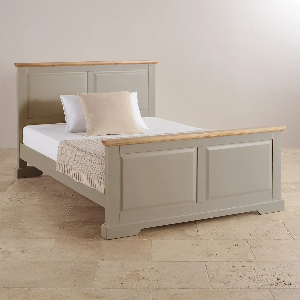 St Ives Natural Oak and Light Grey Painted 4ft 6" Double Bed 3