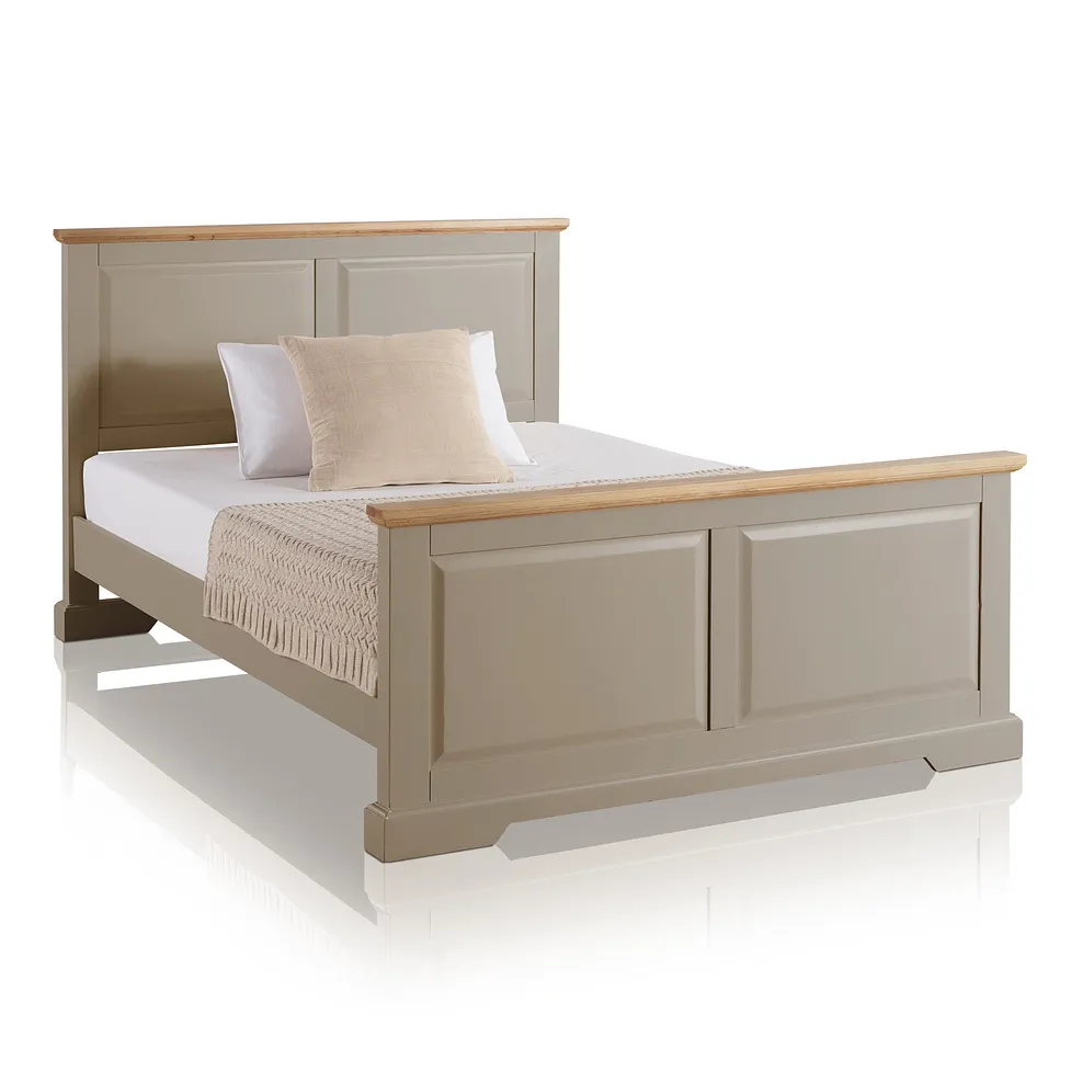 St Ives Natural Oak and Light Grey Painted 4ft 6" Double Bed