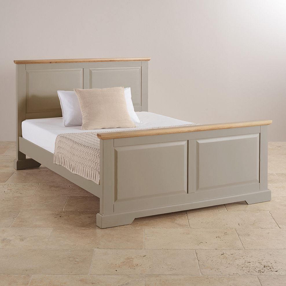St Ives Natural Oak and Light Grey Painted 5ft King-Size Bed 3