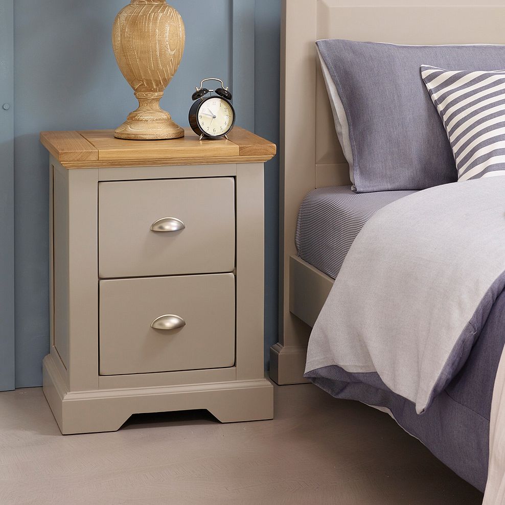 St Ives Natural Oak and Light Grey Painted Bedside Table 1
