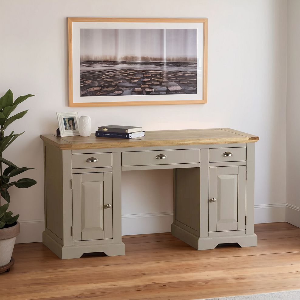 St Ives Natural Oak and Light Grey Painted Computer Desk 5