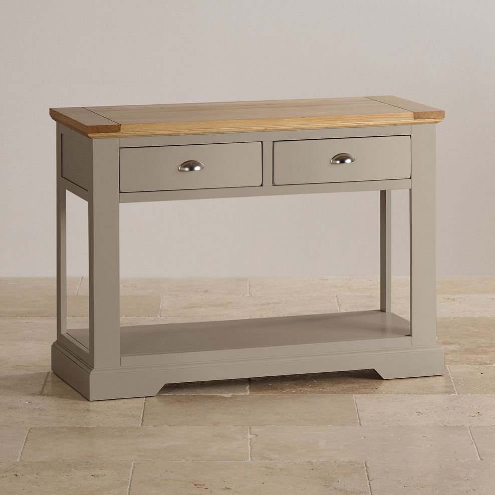St Ives Natural Oak and Light Grey Painted Console Table 2