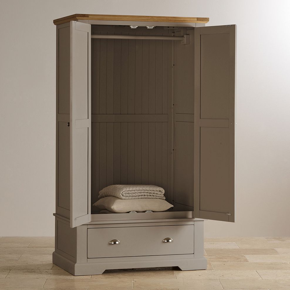 St Ives Natural Oak and Light Grey Painted Double Wardrobe 4