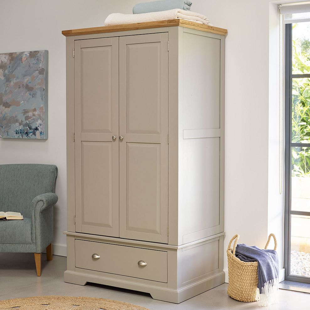 St Ives Natural Oak and Light Grey Painted Double Wardrobe 2