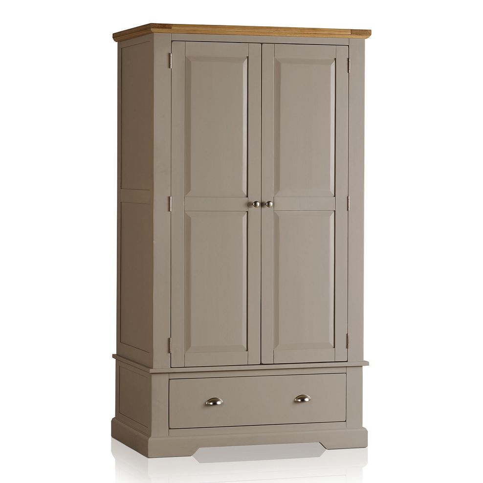 St Ives Natural Oak and Light Grey Painted Double Wardrobe 1
