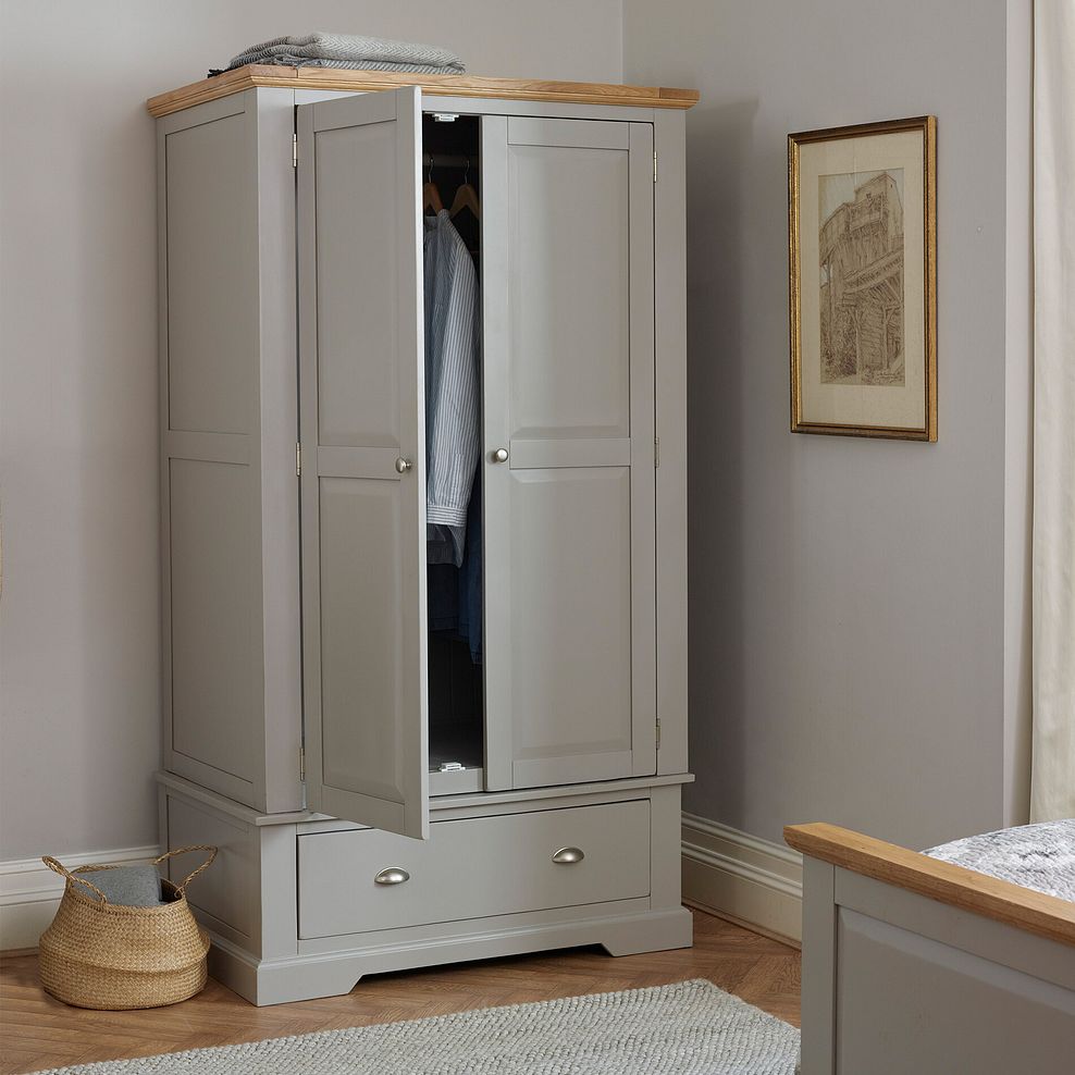 St Ives Natural Oak and Light Grey Painted Double Wardrobe 1