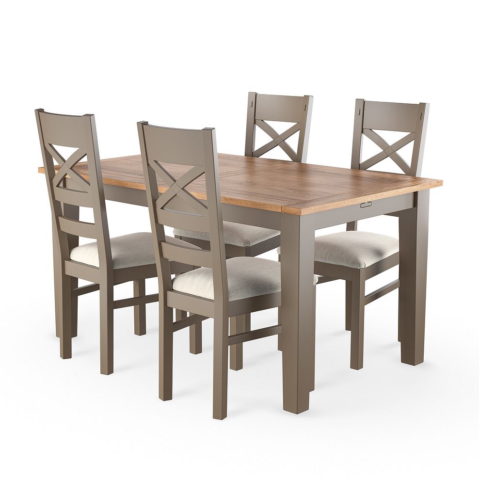 St Ives Natural Oak and Light Grey Painted Extending Dining Table And 4 St Ives In Verona Cream  1