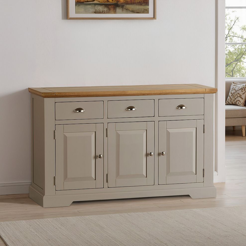 St Ives Natural Oak and Light Grey Painted Large Sideboard 5