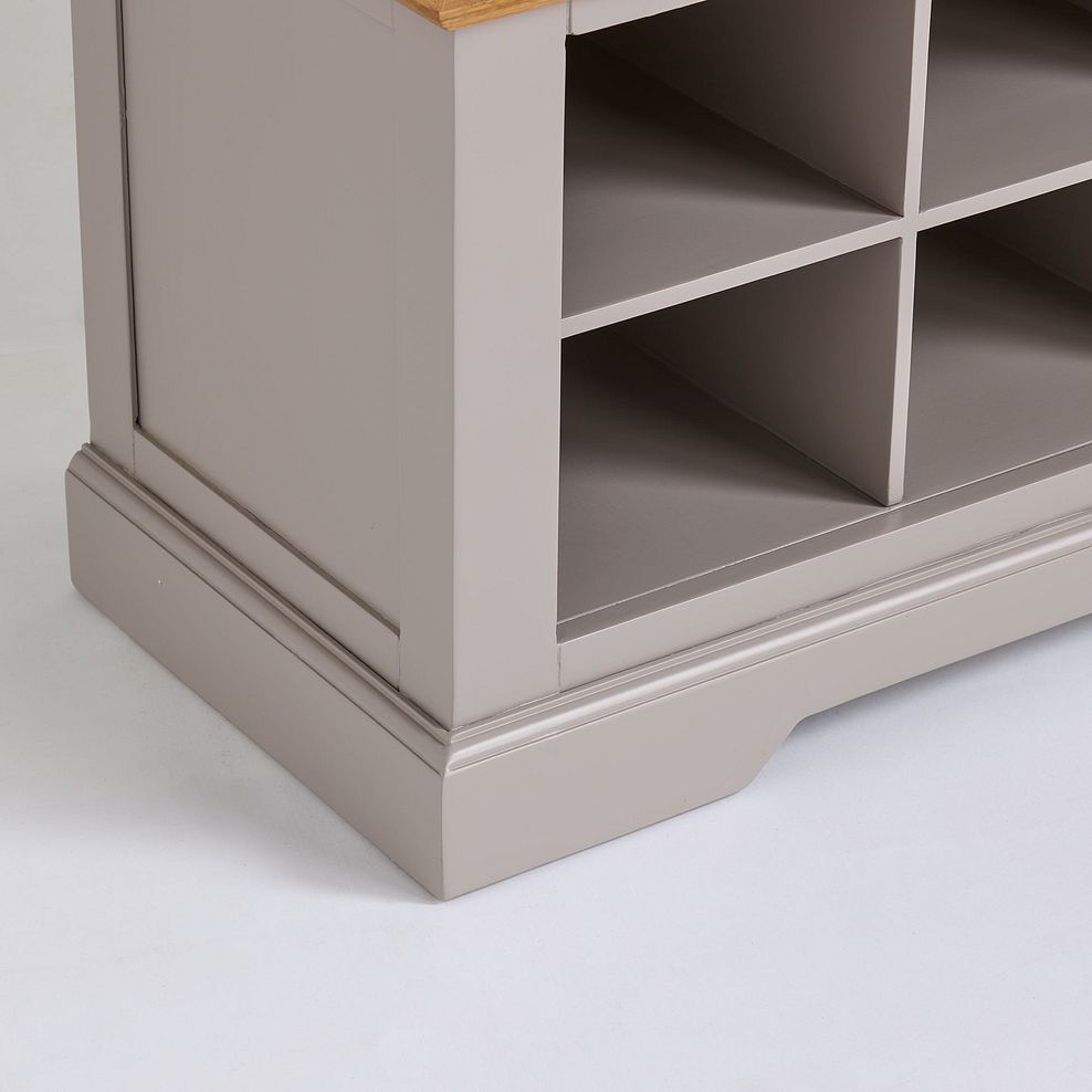 St Ives Natural Oak and Light Grey Painted Shoe Storage with Plain Grey Fabric Hallway Pad 5