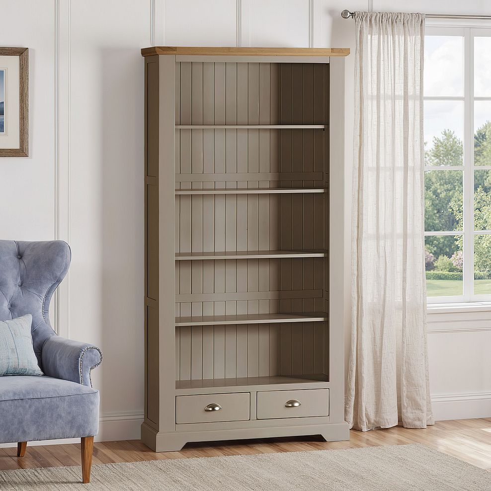 St Ives Natural Oak and Light Grey Painted Tall Bookcase 5