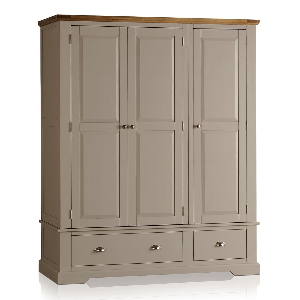St Ives Natural Oak and Light Grey Painted Triple Wardrobe 1