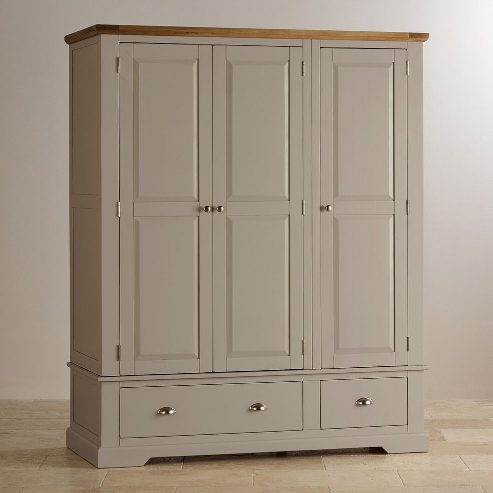 St Ives Natural Oak and Light Grey Painted Triple Wardrobe 2