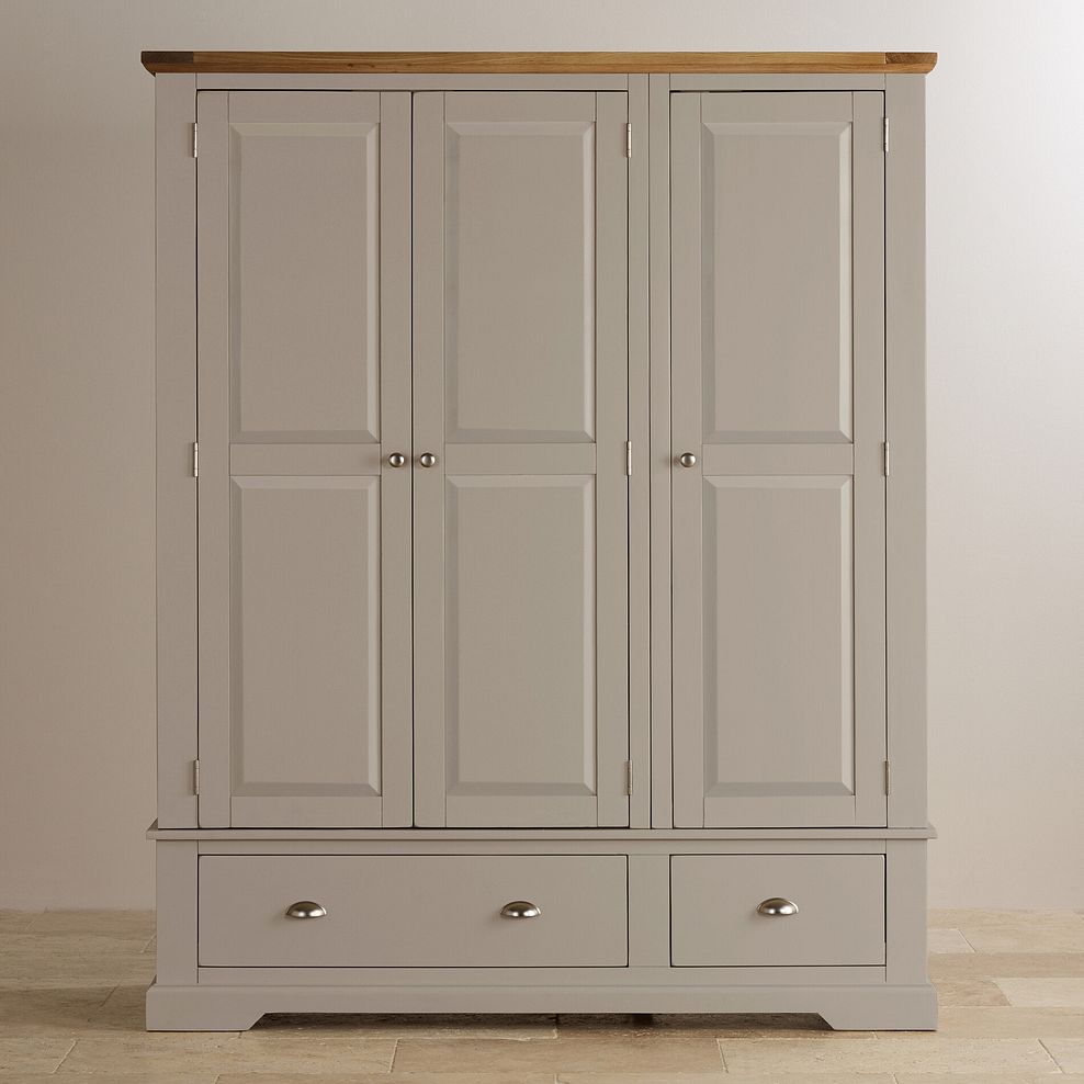 St Ives Natural Oak and Light Grey Painted Triple Wardrobe 3