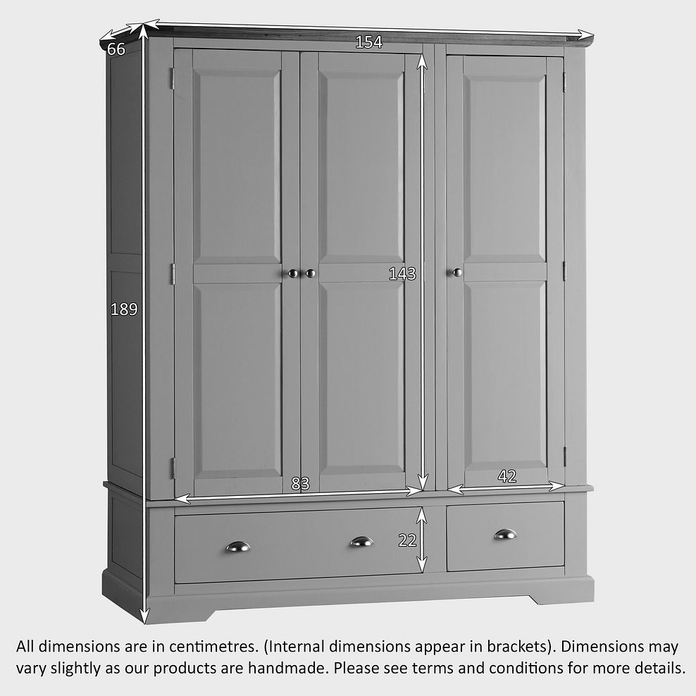 St Ives Natural Oak and Light Grey Painted Triple Wardrobe 4