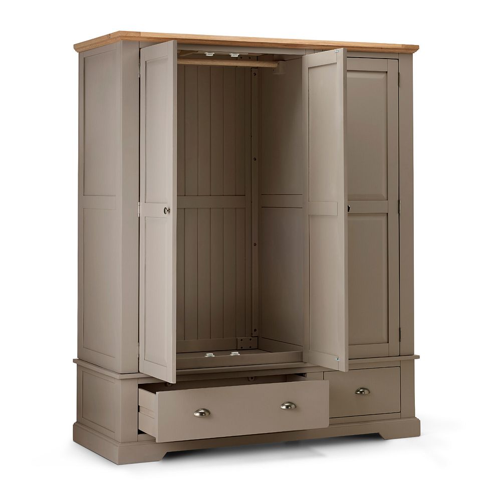 St Ives Natural Oak and Light Grey Painted Triple Wardrobe 2