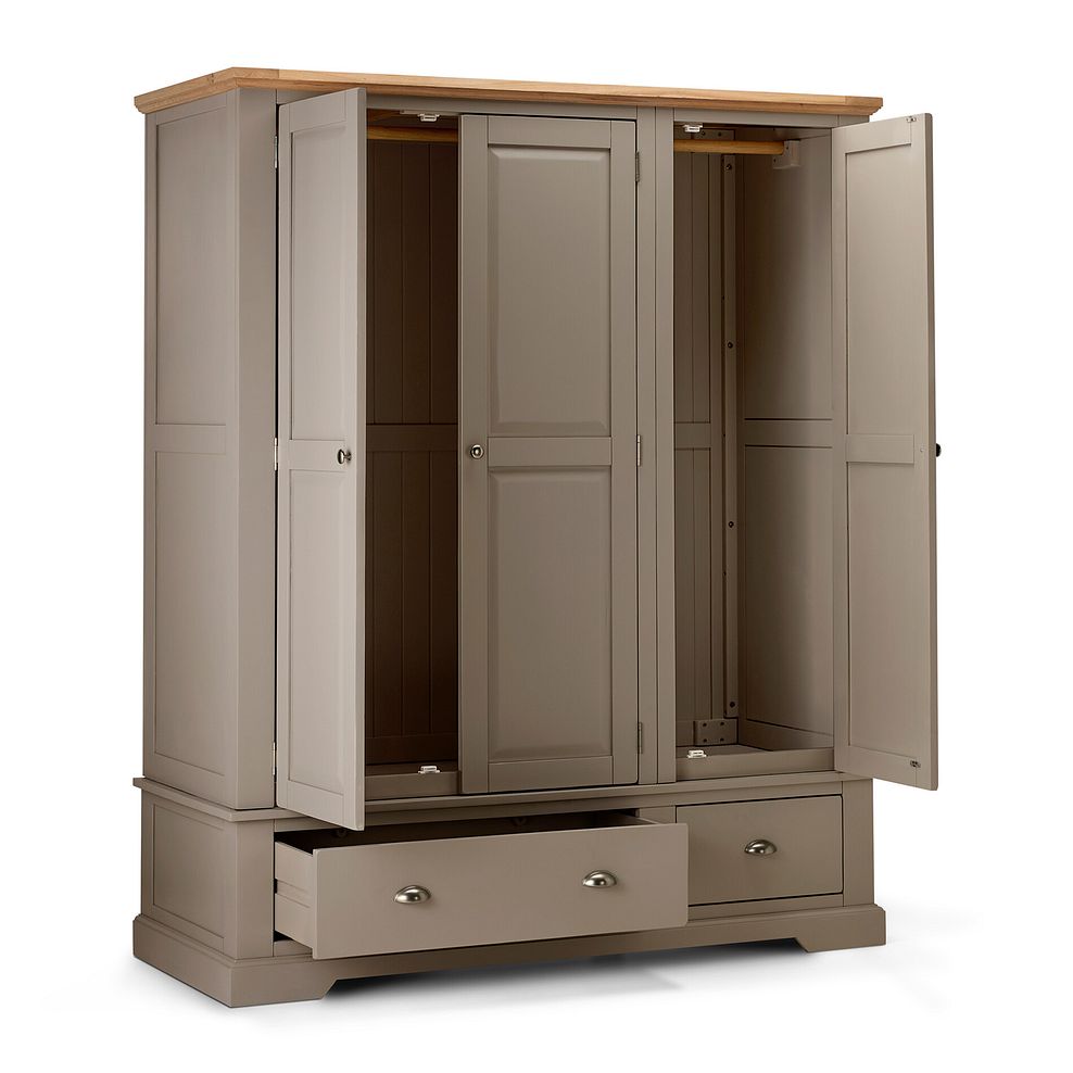 St Ives Natural Oak and Light Grey Painted Triple Wardrobe 3