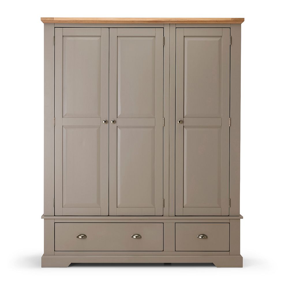St Ives Natural Oak and Light Grey Painted Triple Wardrobe 4