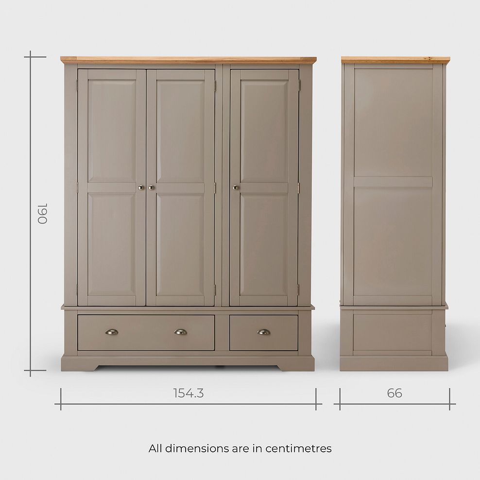 St Ives Natural Oak and Light Grey Painted Triple Wardrobe 13
