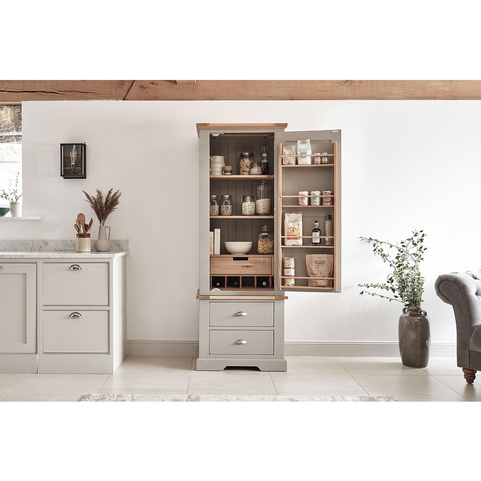 St. Ives Natural Oak and Light Grey Painted Small Larder 2