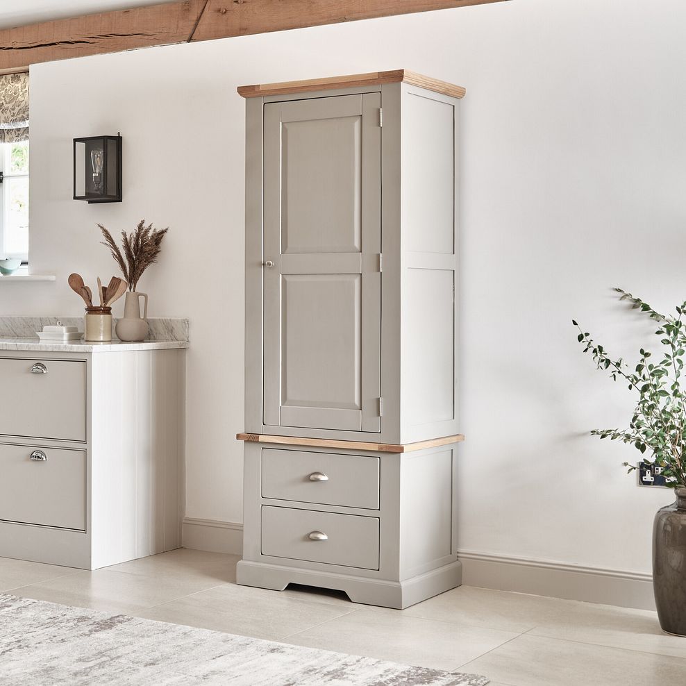 St. Ives Natural Oak and Light Grey Painted Small Larder 4