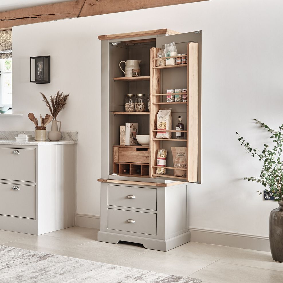 St. Ives Natural Oak and Light Grey Painted Small Larder 3