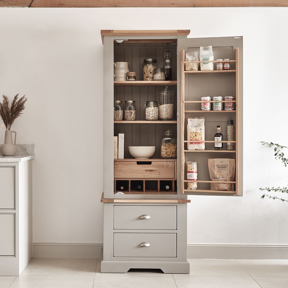 St. Ives Natural Oak and Light Grey Painted Small Larder 1