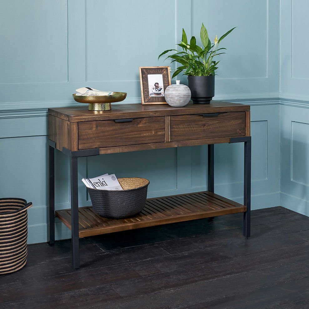 Detroit Solid Hardwood and Metal Console Table 1