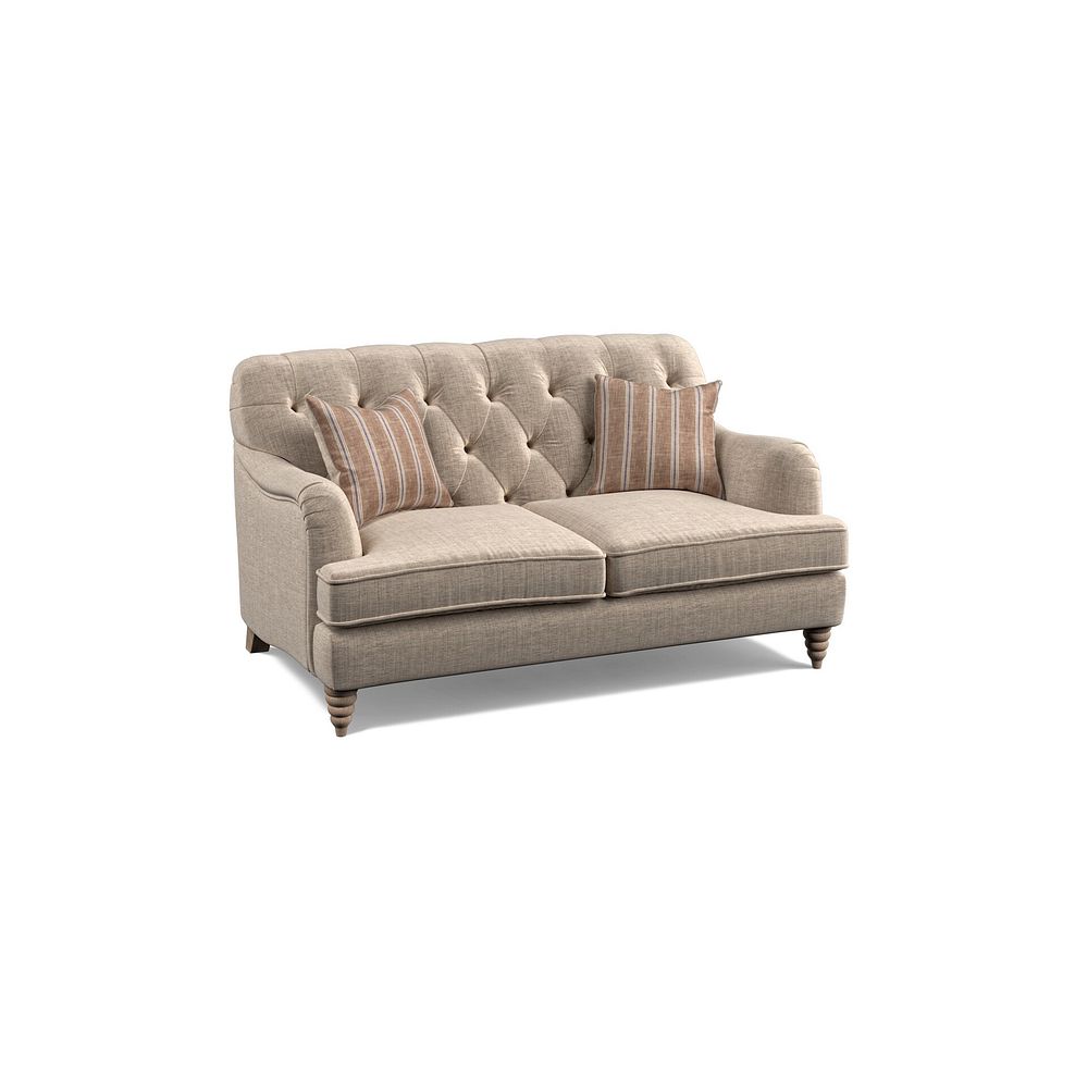 Stanley 2 Seater Sofa in Cream Fabric with Pink Neutral Stripe Scatters 1