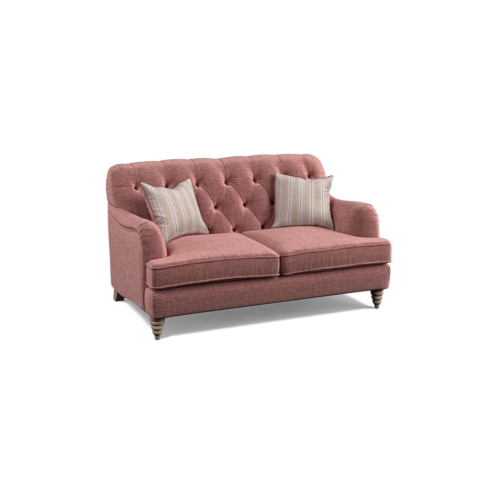 Stanley 2 Seater Sofa in Dusky Pink Fabric with Cream Stripe Scatters Thumbnail 1
