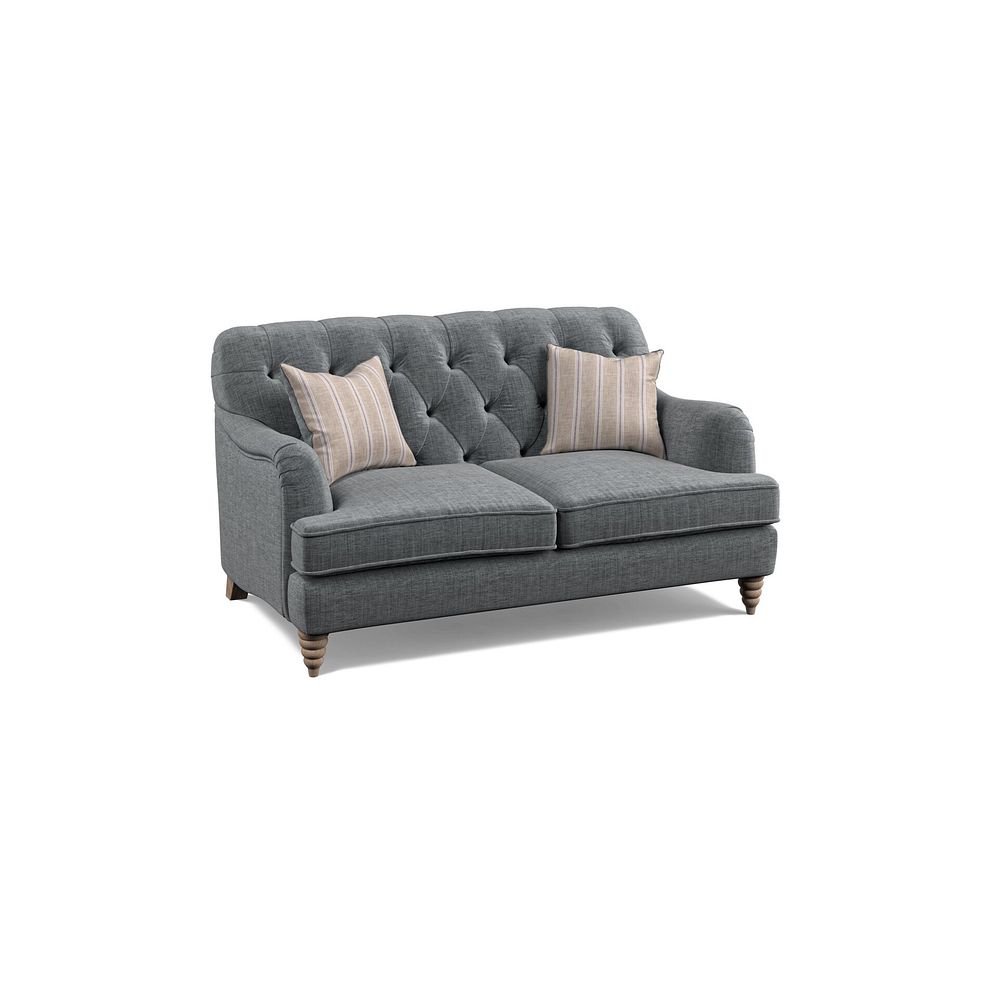 Stanley 2 Seater Sofa in Grey Fabric with Cream Stripe Scatters 1