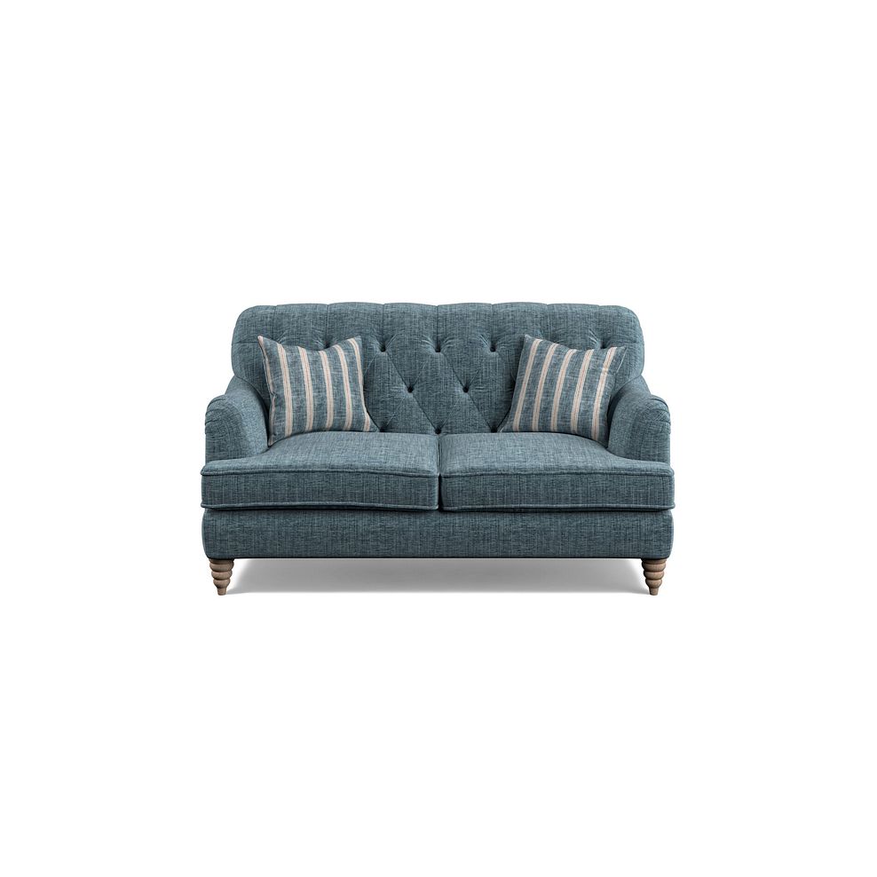 Stanley 2 Seater Sofa in Prussian Fabric with Prussian Stripe Scatters 4