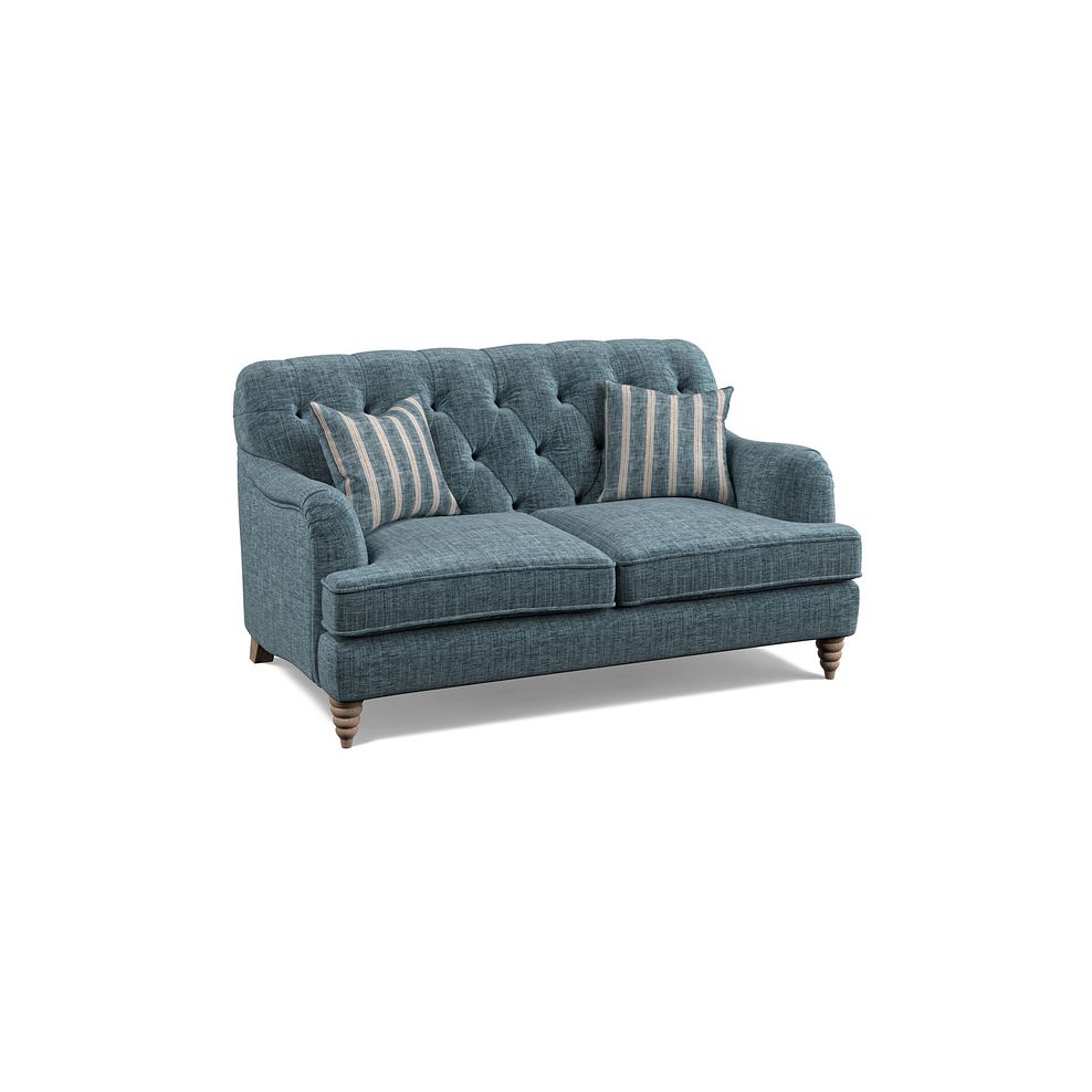 Stanley 2 Seater Sofa in Prussian Fabric with Prussian Stripe Scatters 3