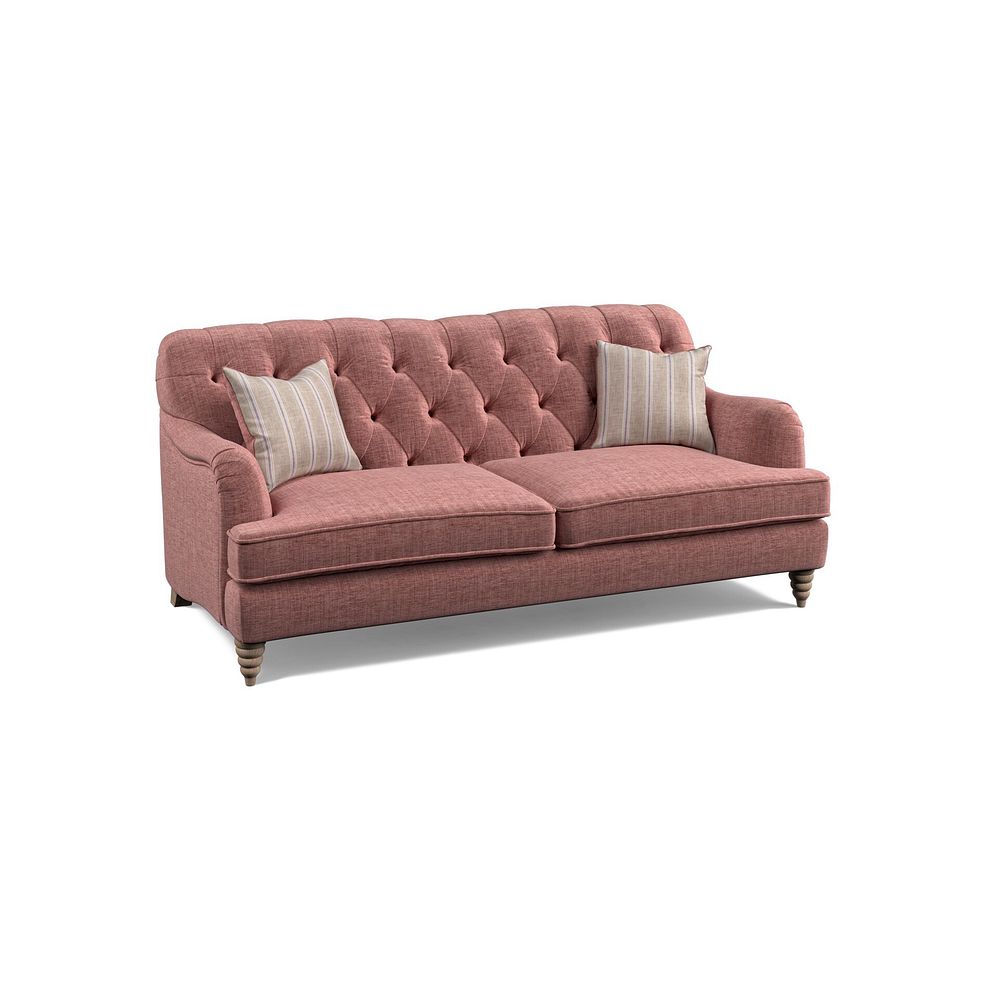 Stanley 3 Seater Sofa in Dusky Pink Fabric with Cream Stripe Scatters 1