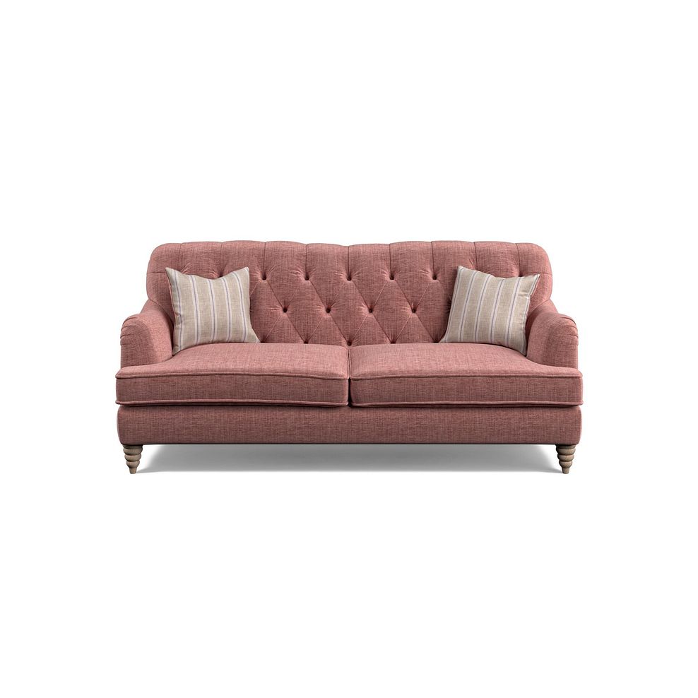 Stanley 3 Seater Sofa in Dusky Pink Fabric with Cream Stripe Scatters 2