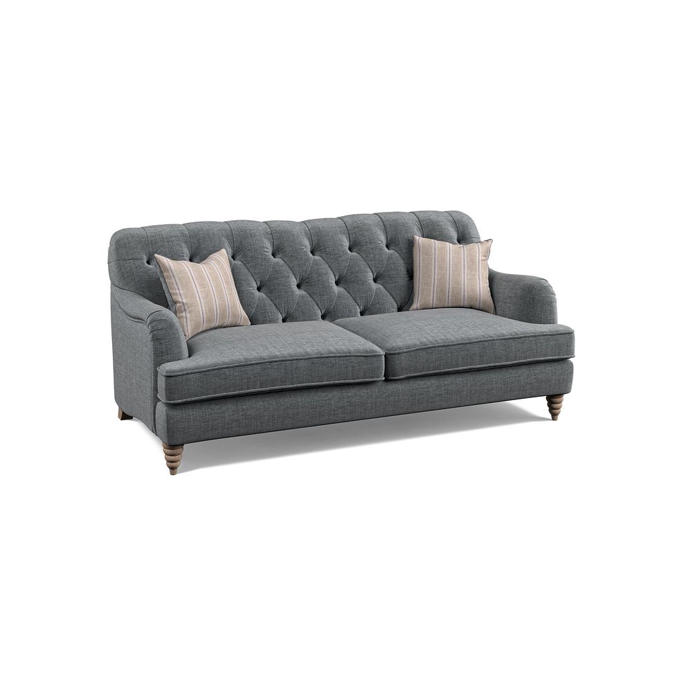 Stanley 3 Seater Sofa in Grey Fabric with Cream Stripe Scatters 1