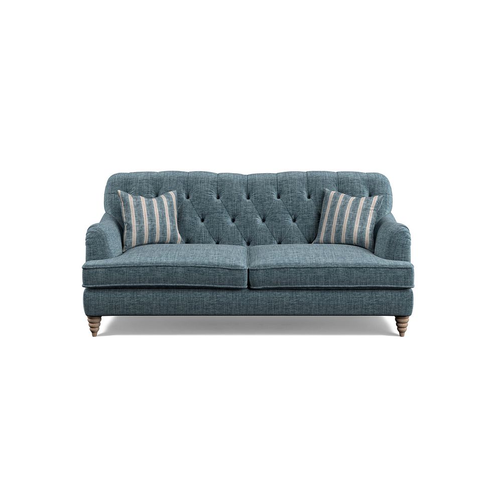 Stanley 3 Seater Sofa in Prussian Fabric with Prussian Stripe Scatters 2