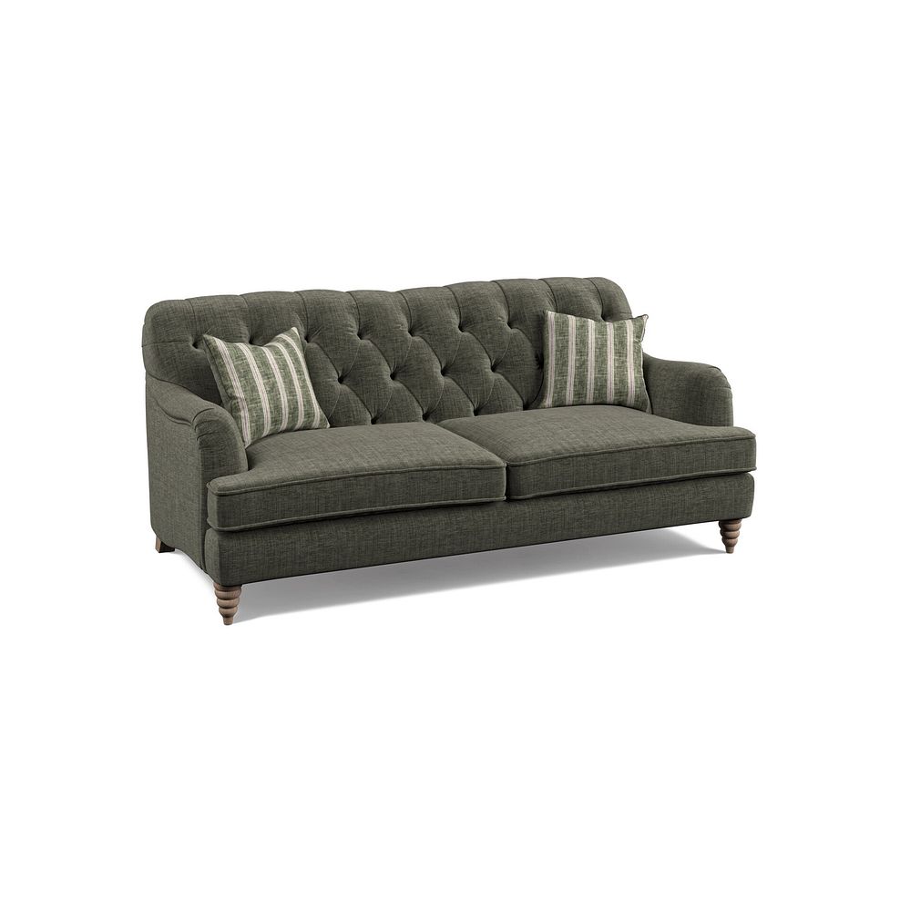 Stanley 3 Seater Sofa in Thyme Fabric with Thyme Stripe Scatters 1