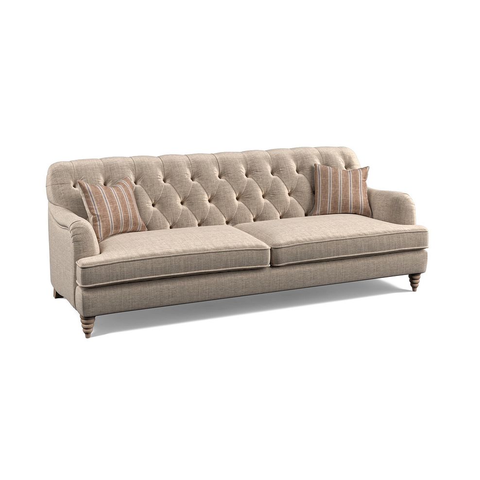 Stanley 4 Seater Sofa in Cream Fabric with Pink Neutral Stripe Scatters 1